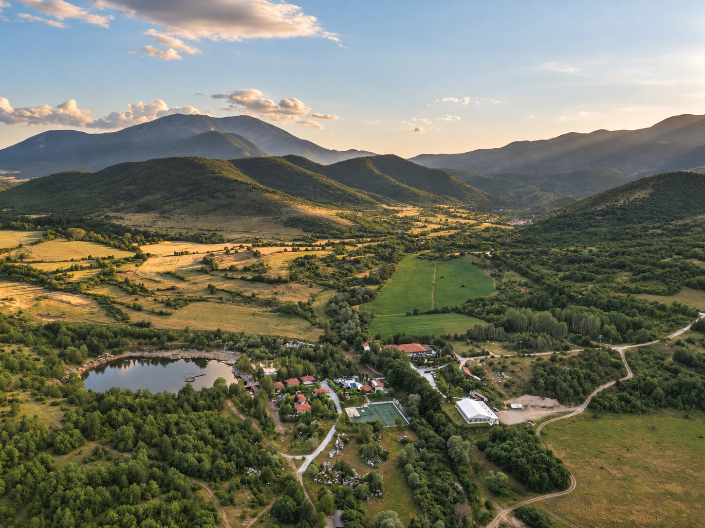 Panoramic view of Belite Skali, the lakes and surrounding mountains
