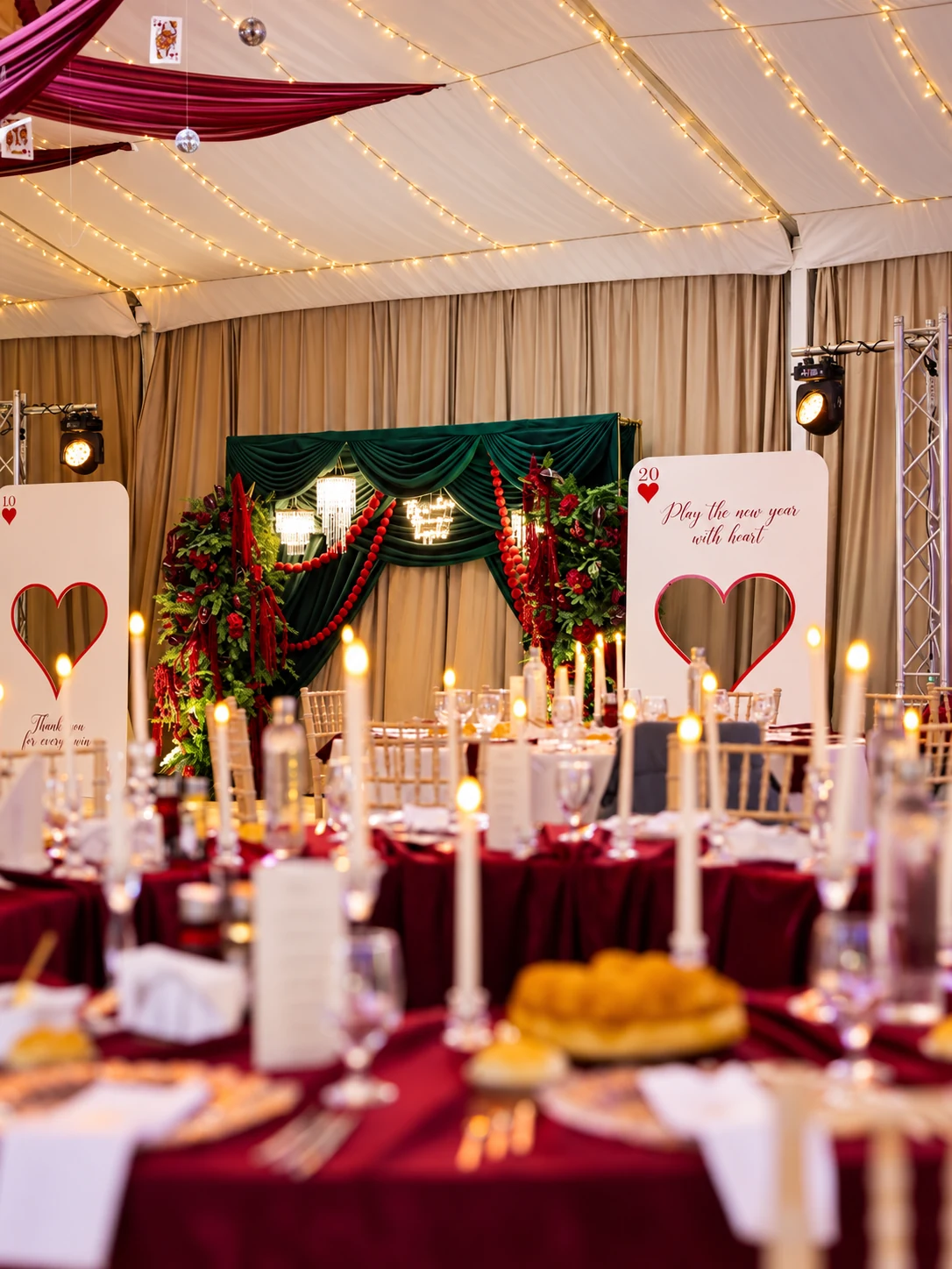 Festive decorations and New Year dinner tables at Belite Skali